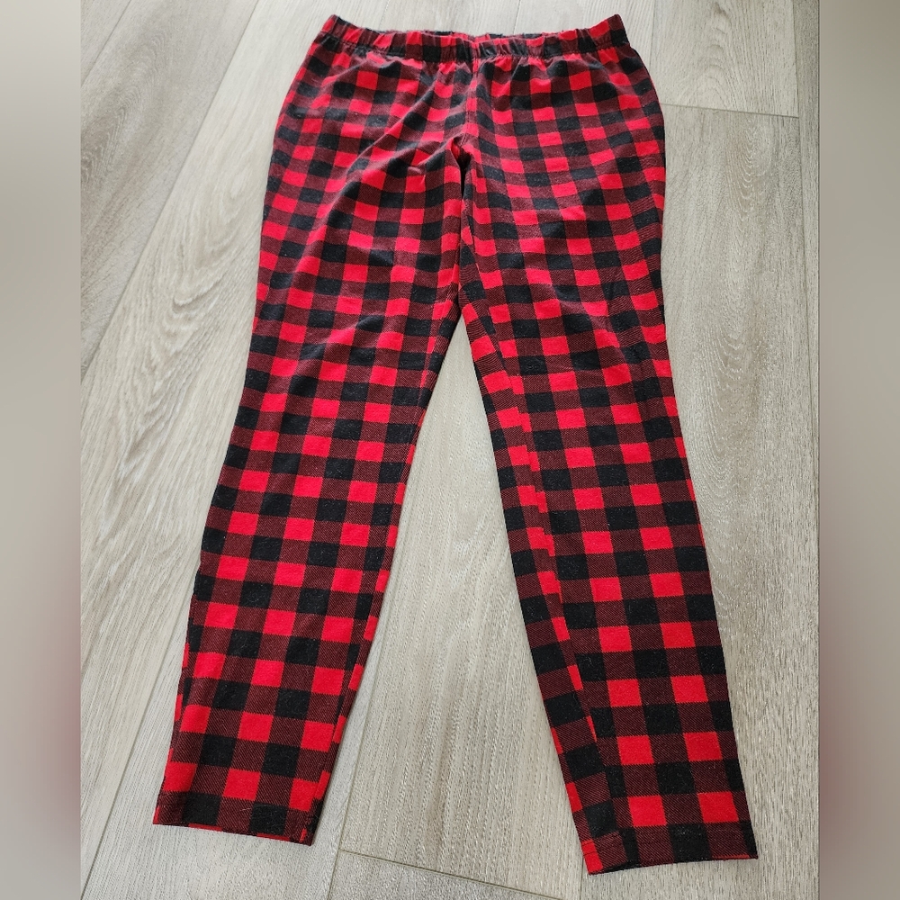 Red & Black Check Leggings Size L
